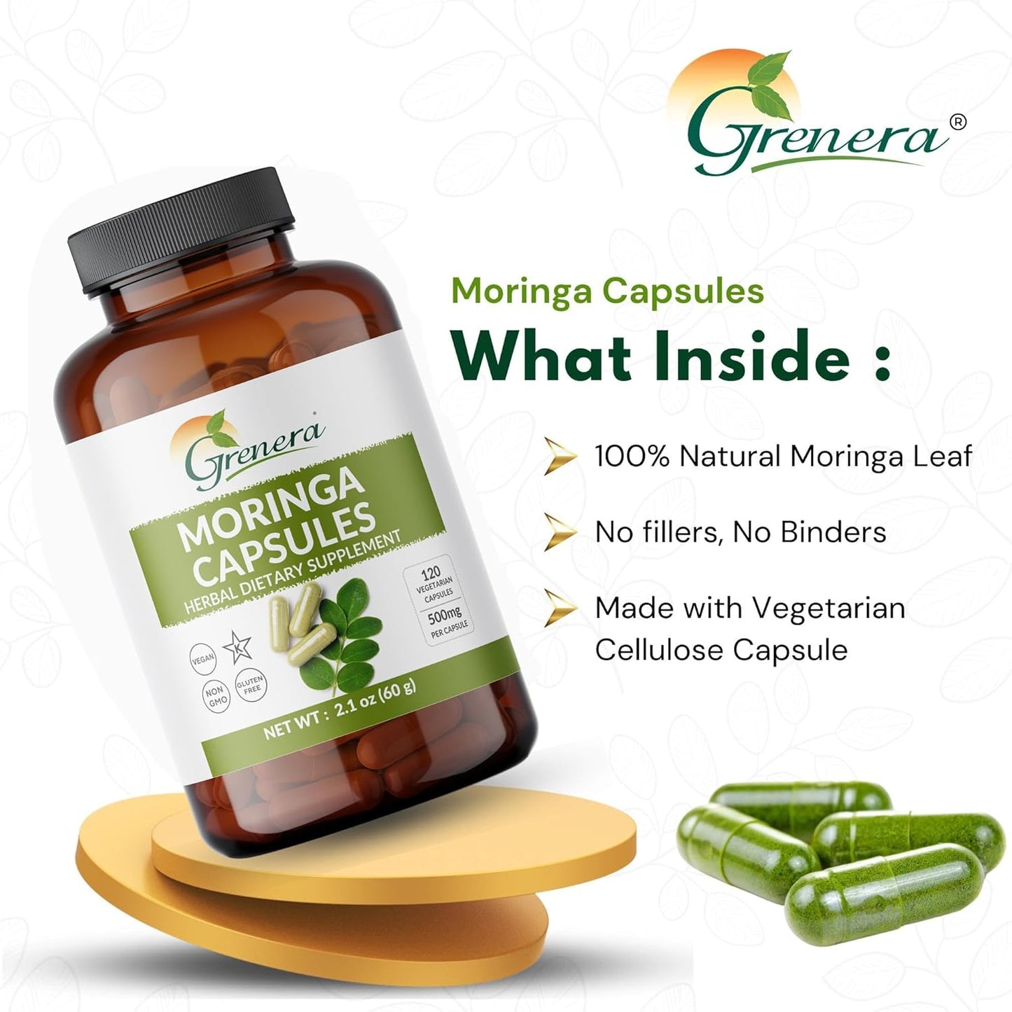 Grenera Organic Moringa Leaf Capsules
