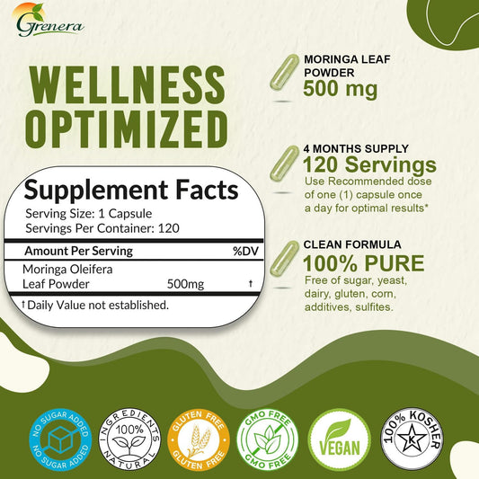 Grenera Organic Moringa Leaf Capsules